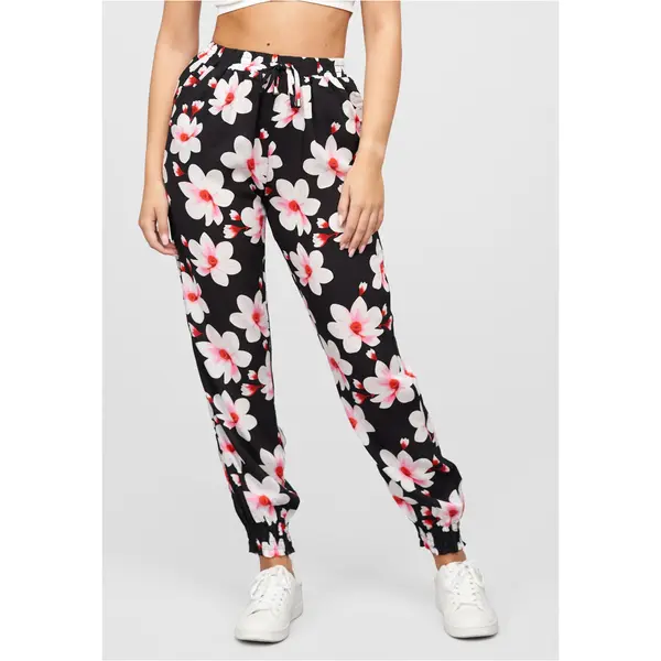 Pantalon en viscose avec revers 2 poches & grosses fleurs femme Cloud5ive