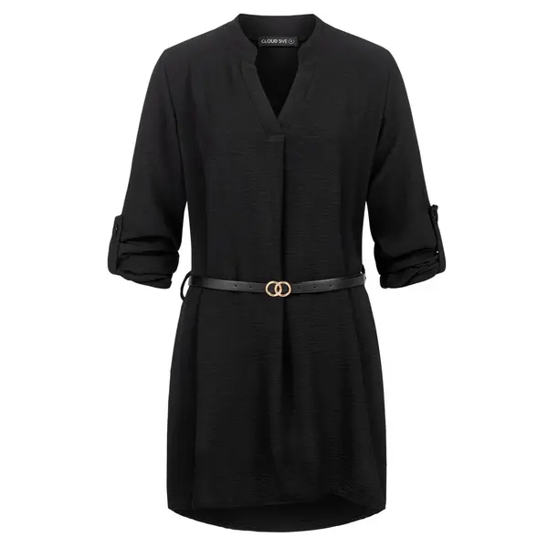 Robe chemise à revers en mousseline avec ceinture femme Cloud5ive