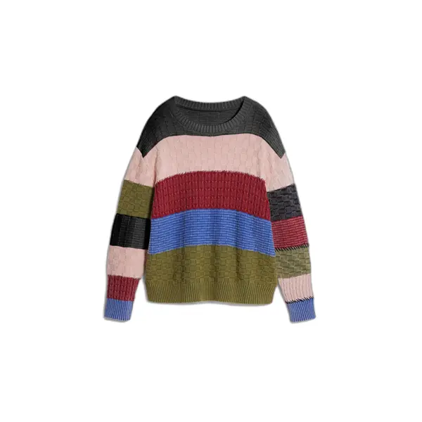 Pull col rond Desigual Washed Stripes