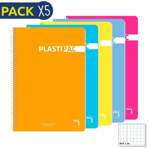 Pack de 5 bloc-notes couvercle plastique 80 feuilles rayé Disney