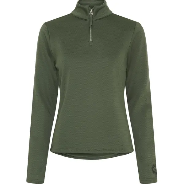 Maillot équitation manches longues 1/2 zip femme Equipage Scarlet