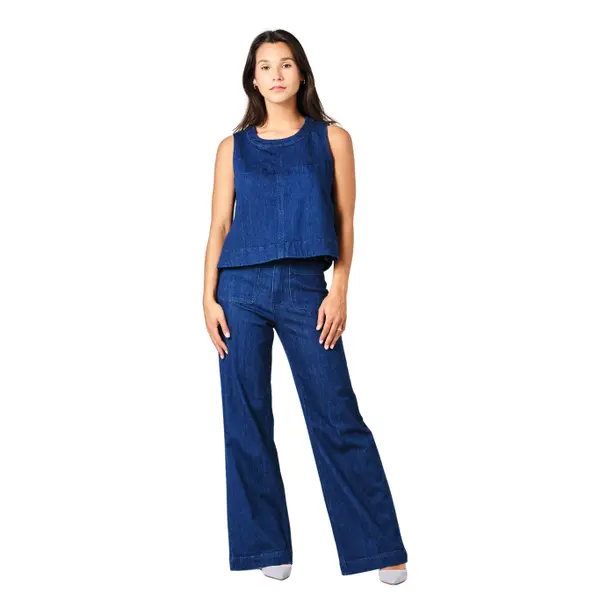 Jeans évasé femme F.A.M. Paris Fauve