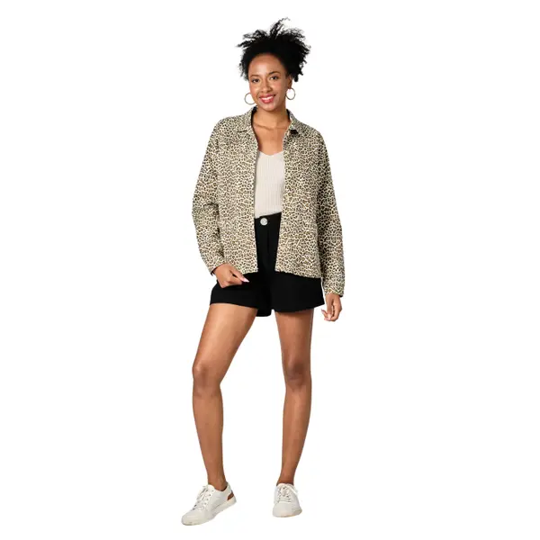 Veste en jean femme F.A.M. Paris Vivian Leopard