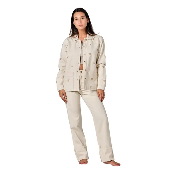 Veste en jean femme F.A.M. Paris Vivian Embro Heart