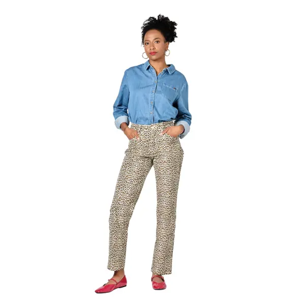 Jeans boyfriend femme F.A.M. Paris Manon Leopard