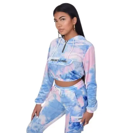 Sweat capuche enfilable velours tie & dye femme Project X Paris