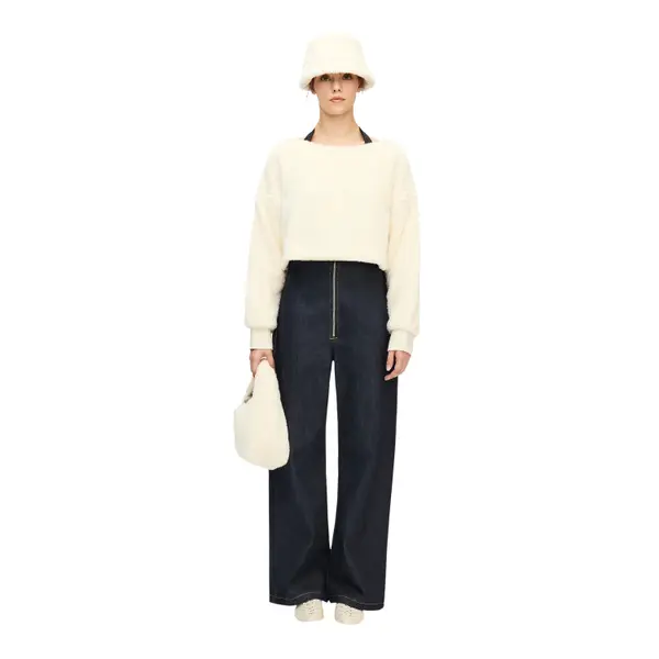Top crop en sherpa femme Ikikiz