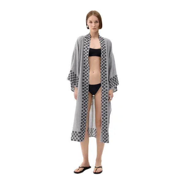 Kimono à carreaux femme Ikikiz