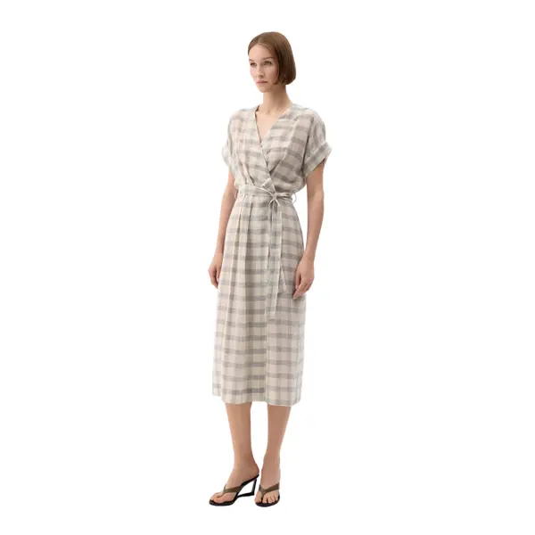 Robe portefeuille à carreaux femme Ikikiz