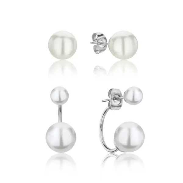 Lot de 2 paires de boucles d'oreilles femme Isabella Ford Agata Pearl