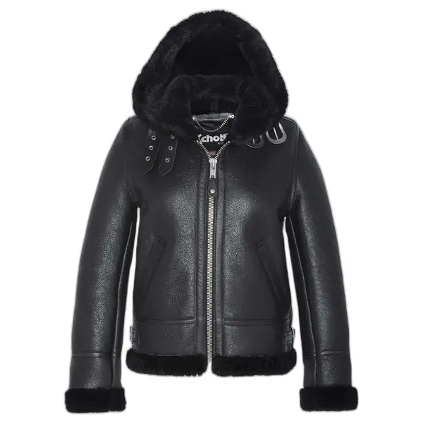 Blouson bombardier à capuche femme Schott