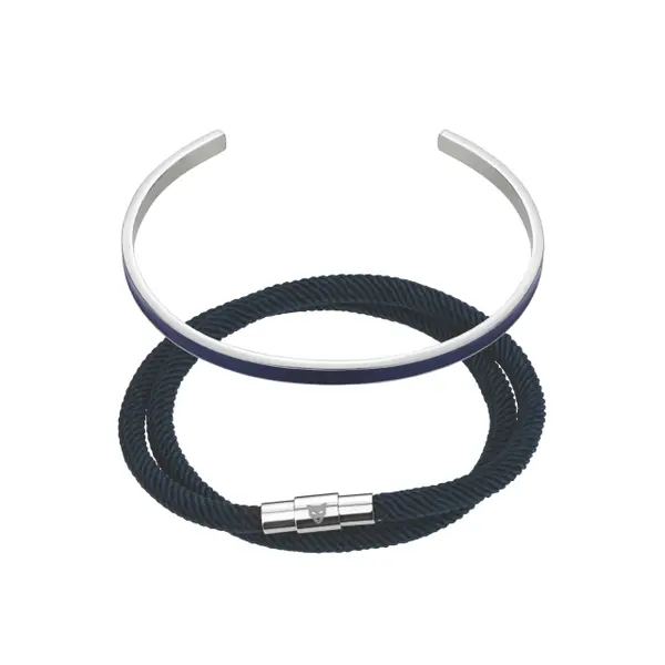 Bracelet cuir véritable/acier inoxydable Marc Lauder