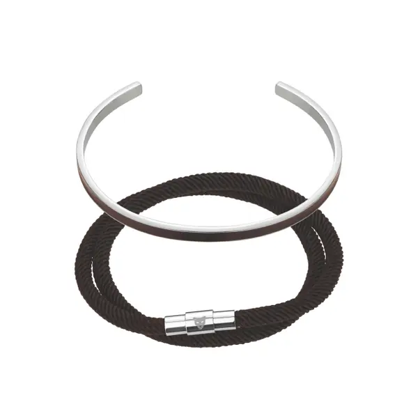 Bracelet cuir véritable/acier inoxydable Marc Lauder