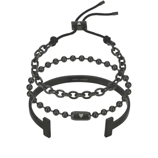 Bracelet cuir véritable/acier inoxydable Marc Lauder