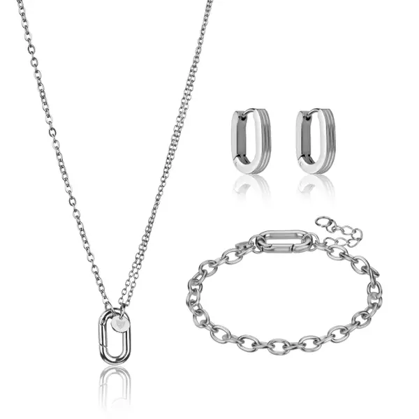 Collier et boucles d'oreilles acier inoxydable femme Marc Lauder Teramo