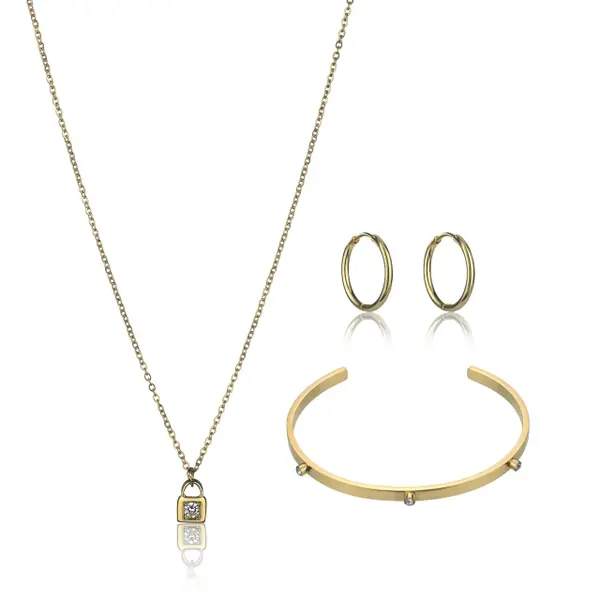Collier et boucles d'oreilles acier inoxydable femme Marc Lauder Vetrailia