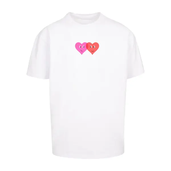 T-shirt oversirze Merchcode Hugs & Love - Two Hearts Heavy