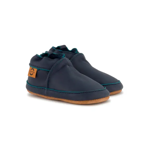 Chaussons en cuir bébé fille Mikk-Line Solid