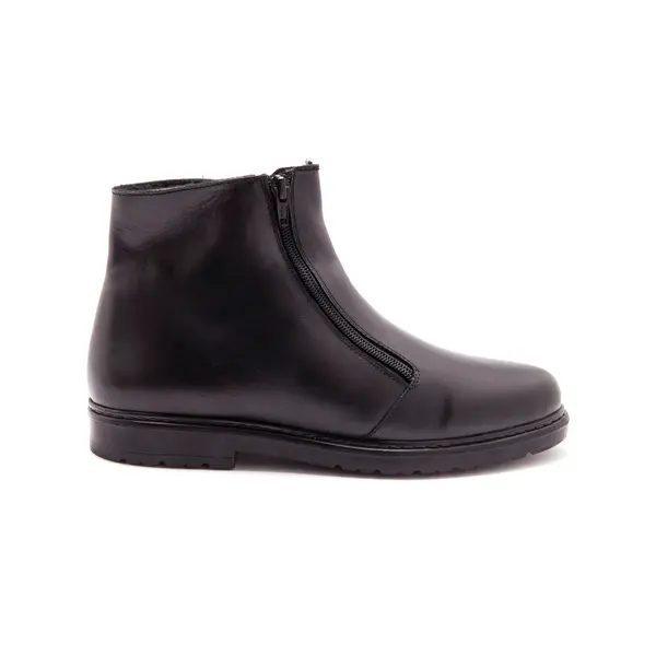 Bottines cuir fourrés extra larges Pédiconfort