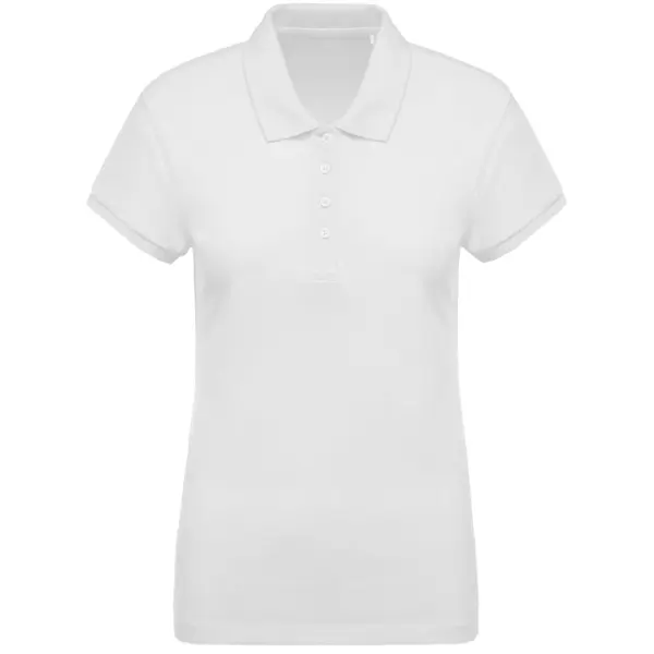 Polo femme manches Piqué blanc