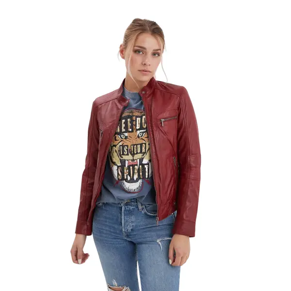 Blouson rétro cuir femme Rose Garden Silene