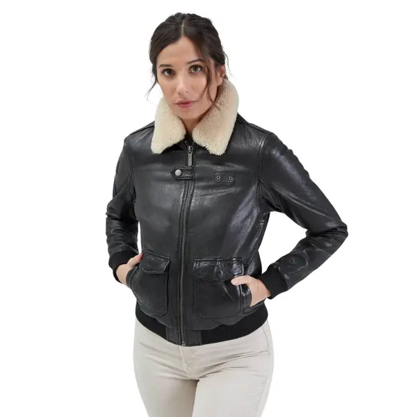 Blouson cuir femme Rose Garden Air Pilot Lamb Paolo