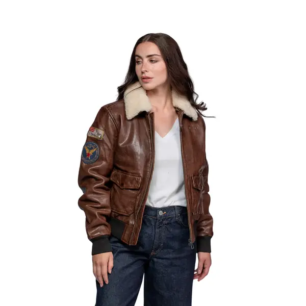 Blouson cuir femme Rose Garden Air Pilot Lamb Paolo