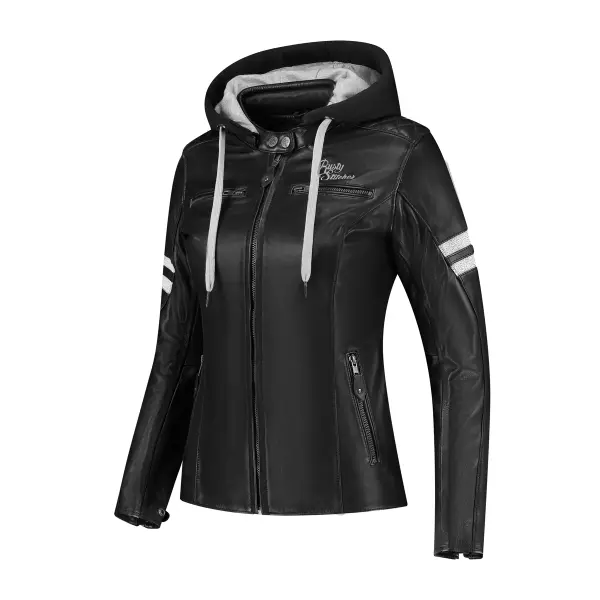 Blouson cuir moto à capuche femme Rusty Stitches Jack Joyce V2