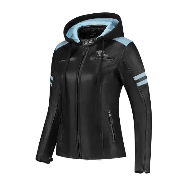 Blouson cuir moto à capuche femme Rusty Stitches Jack Joyce V2