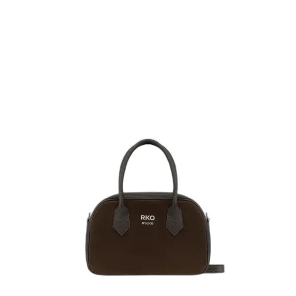 Sac à main bowling en cuir et daim femme Ryłko