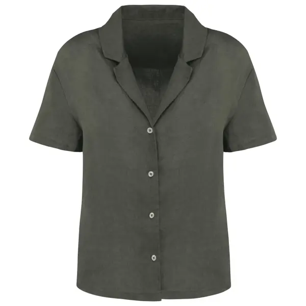 Chemise en lin à col bowling femme Spasso