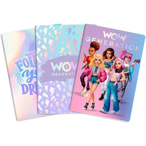Pack de 3 cahiers A5 de 24 pages fille Wow Generation