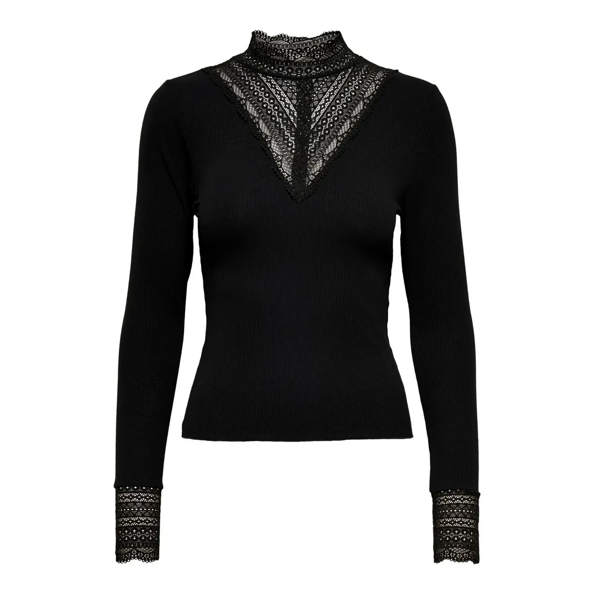 Damen Top Only Tilde langärmelig Rollkragen lace