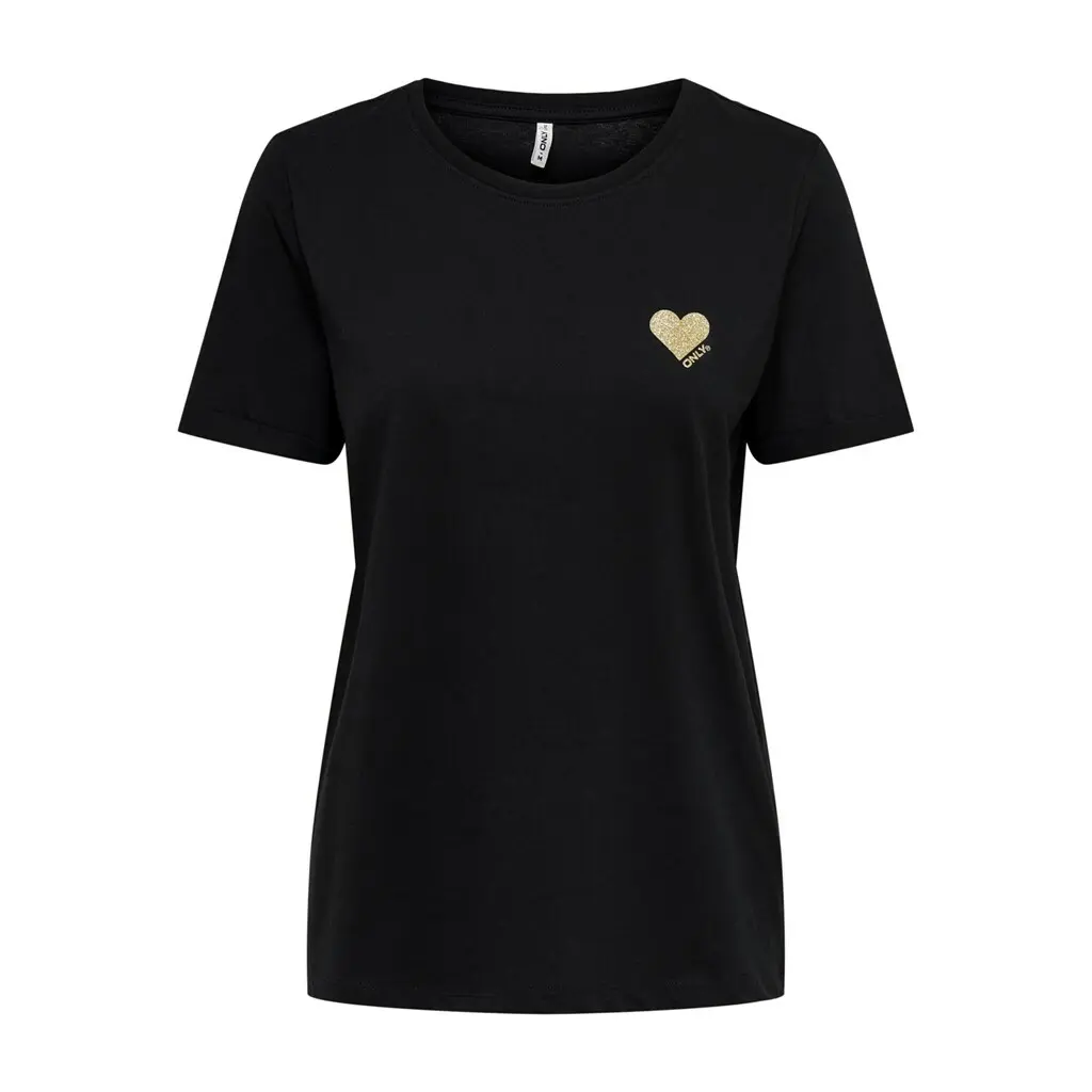 Only Women's Black T-Shirt Onlkita Life