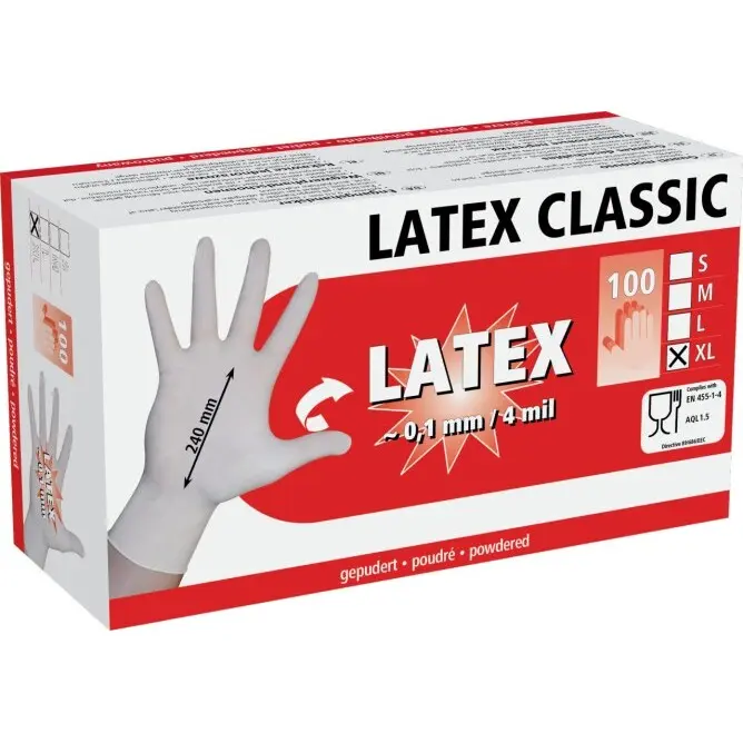 Scatola di guanti monouso Kerbl Latex Classic (x100)