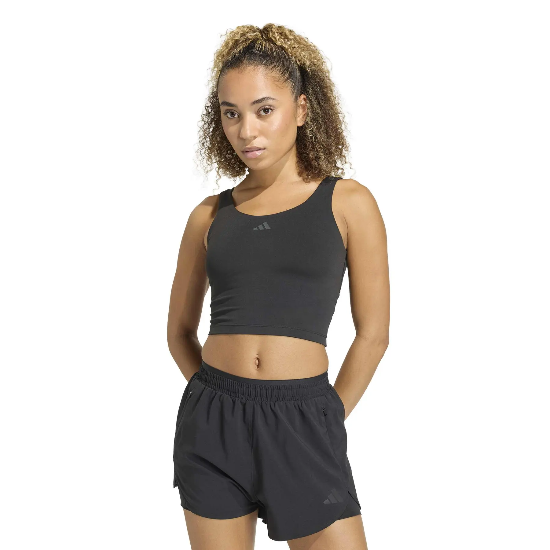 Damen-Top adidas Studio All Me 3-Stripes - Farbe: Schwarz
