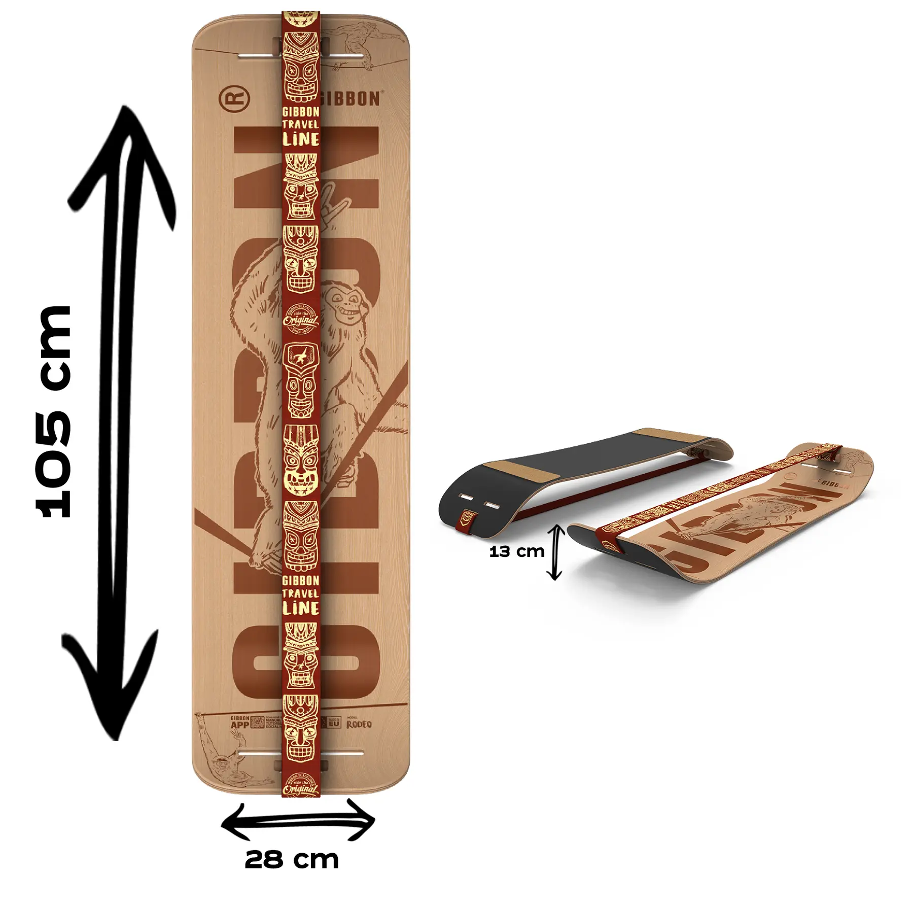 Gibbon Unisex Braun Slackline-Brett-Set Giboard - Roots Rocker Travel