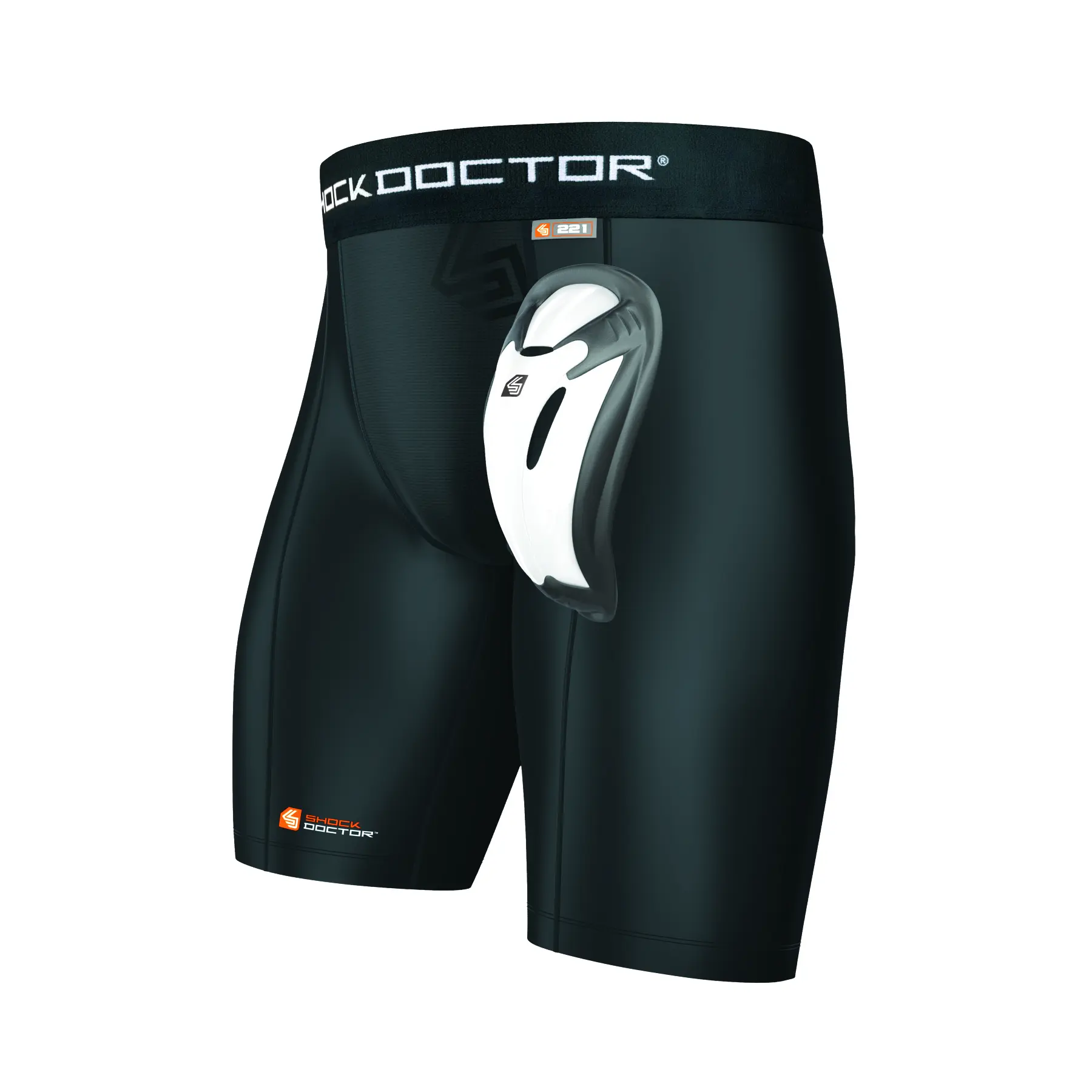 Pantaloncini a compressione Shock Doctor con Bioflex Cup nero
