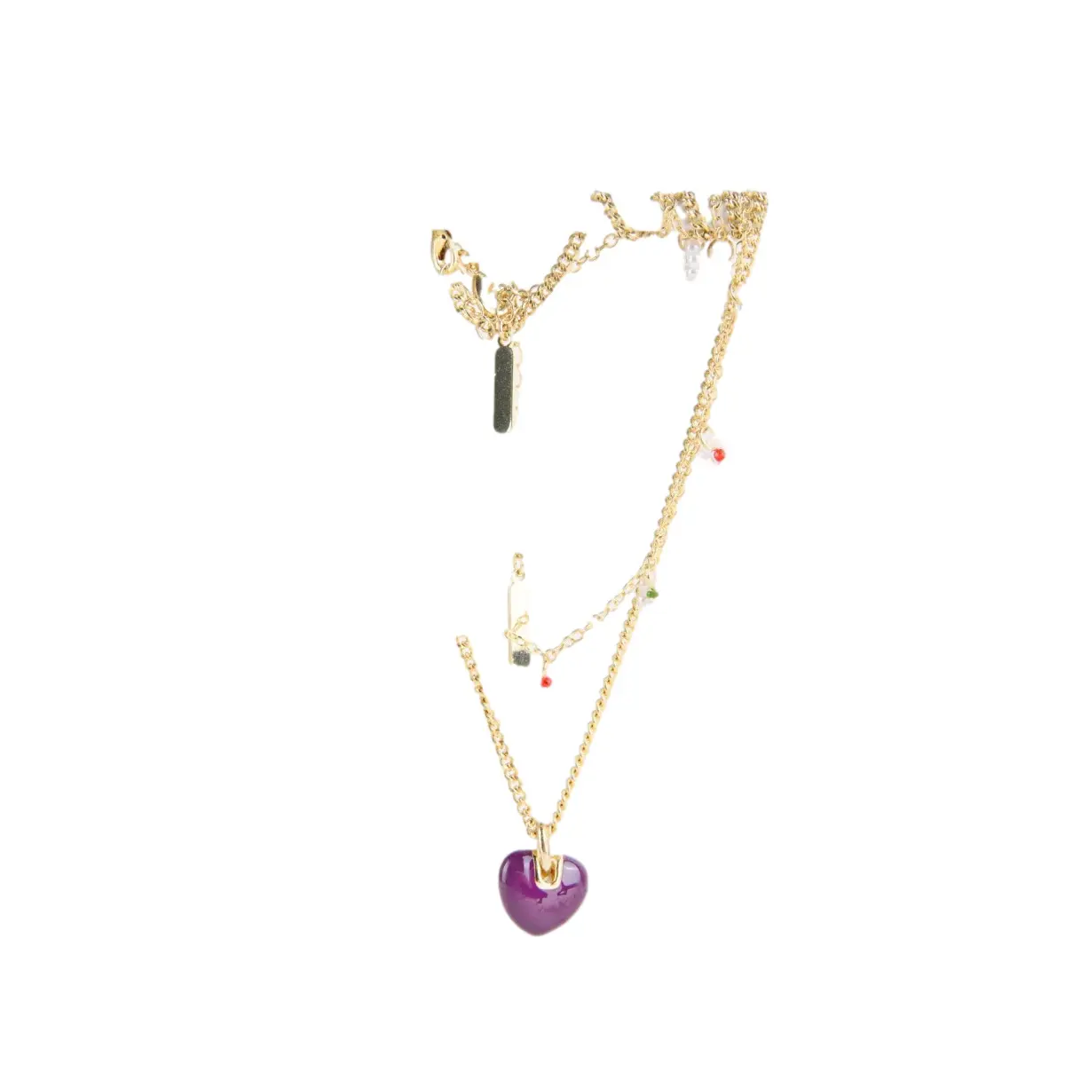Floral Pattern Beads Heart Pendant Necklace Set Women 24 Colours