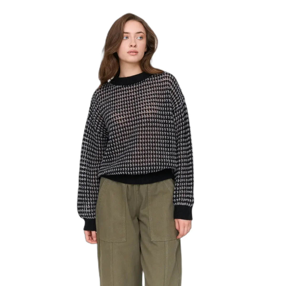 Houndstooth-Muster Pullover Damen 24 Colours