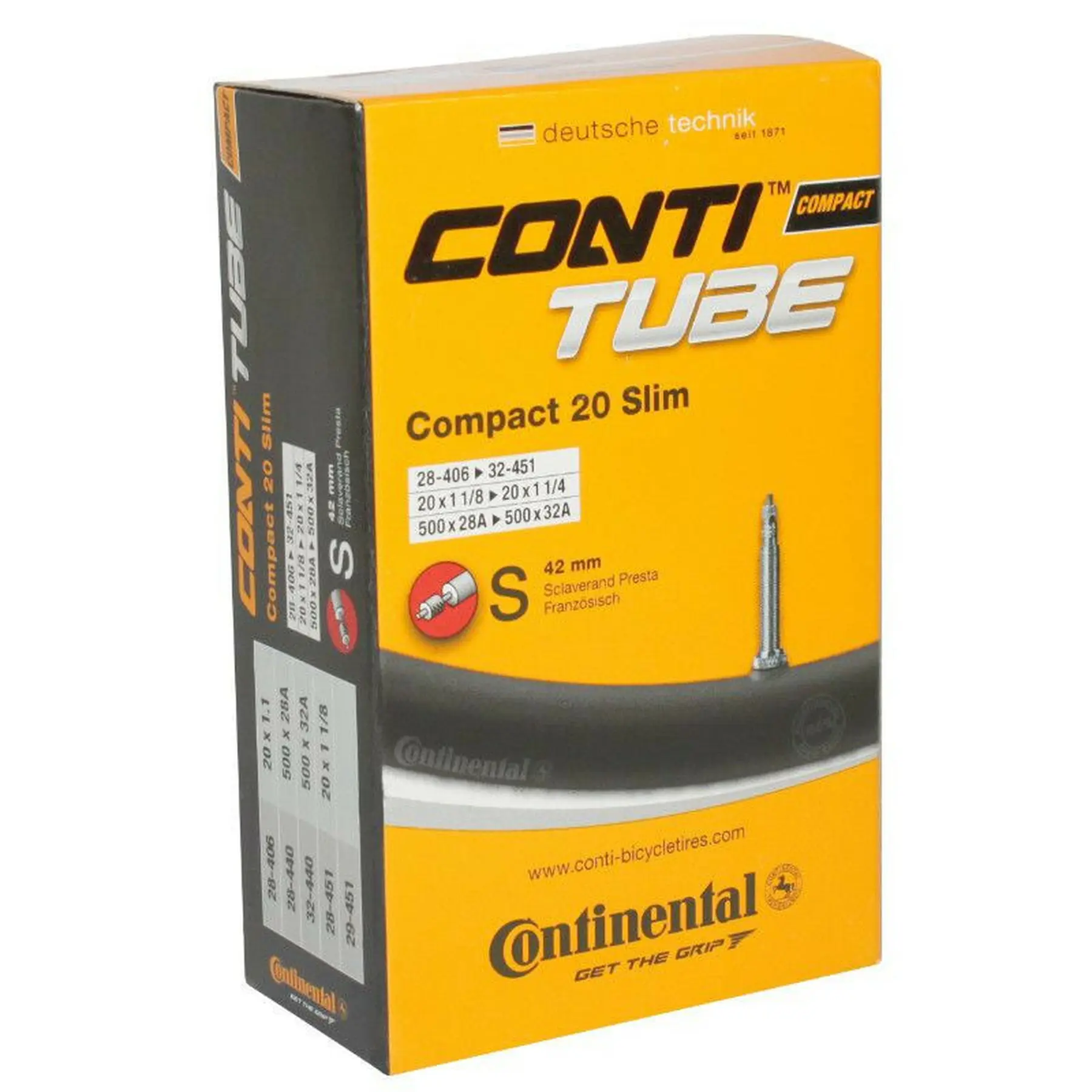Fahrradschlauch Presta-Ventil Continental 20 x 1 1/8-1 1/4 28-406 à 32-451