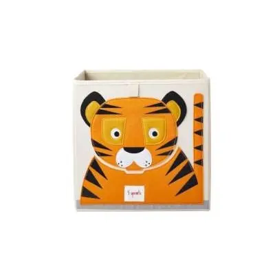 3 Sprouts Orange Boîte De Rangement Cube Tigre