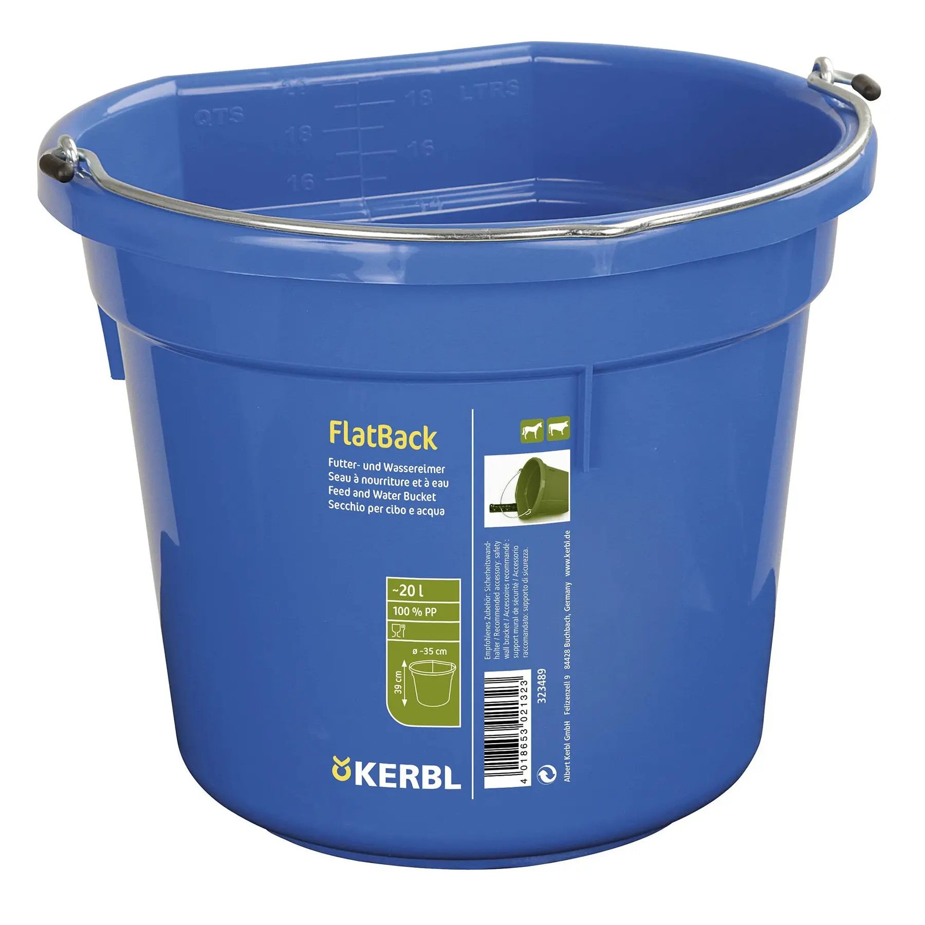 Kerbl Bleu Mangeoire Plastique Pour Cheval Flatback
