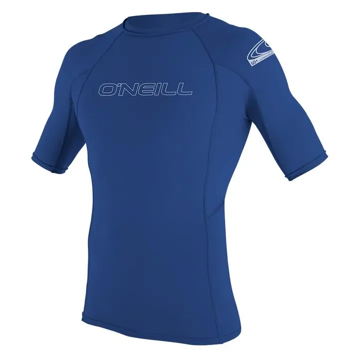 O´neill Wetsuits Basic Skins Crew Korte Mouw Rash Guard Blauw XS