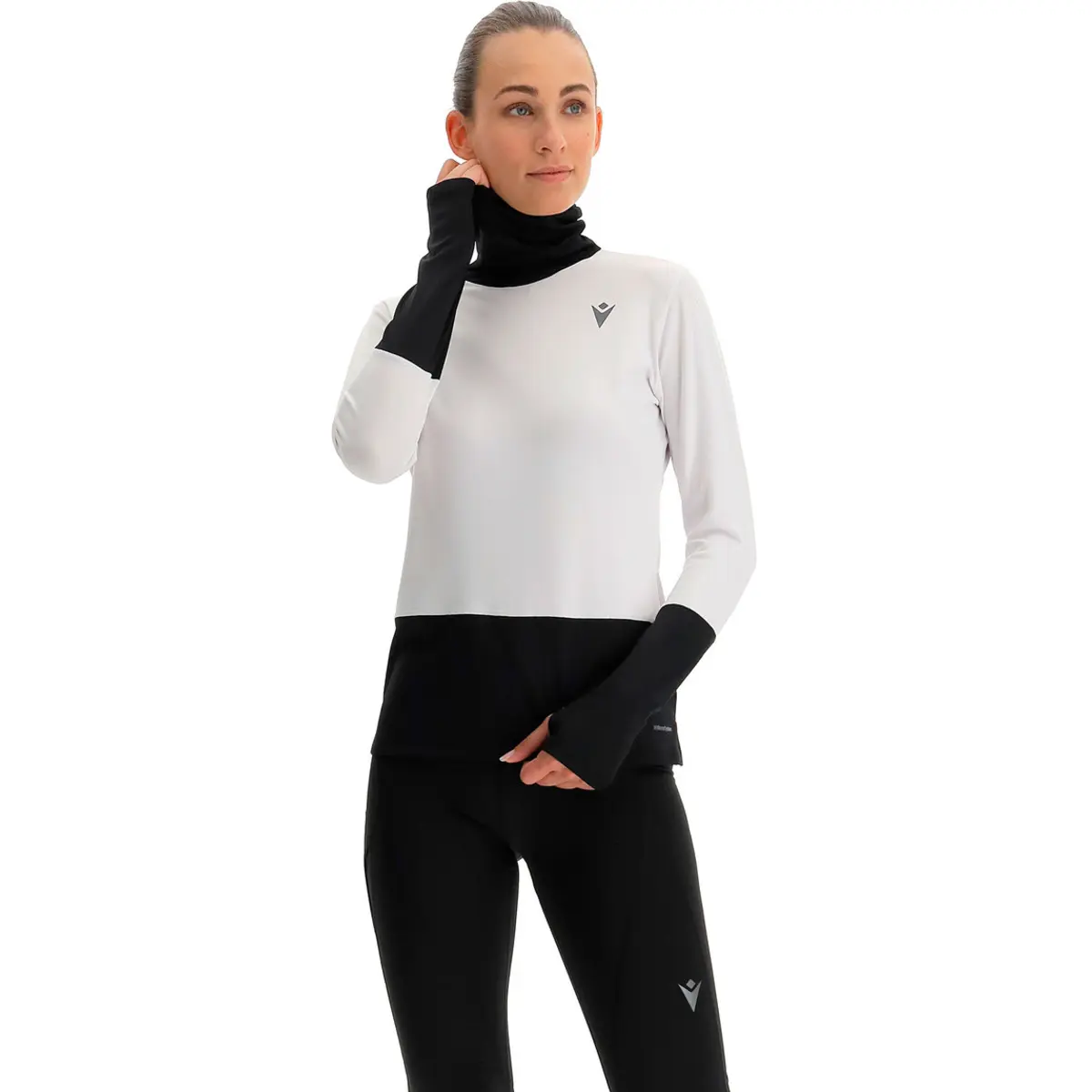 Macron Femme Maillot Manches Longues Col Roulé Run Blanc Petit