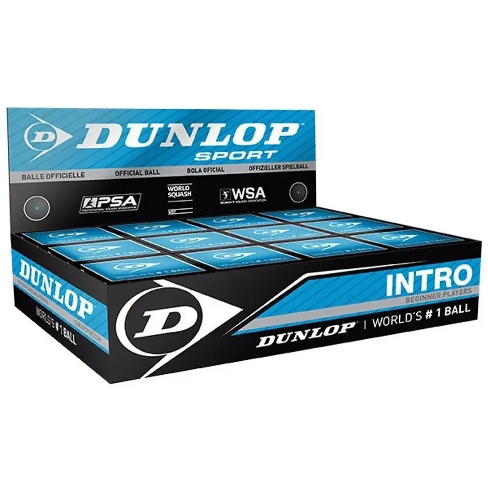Box mit 12 Stück Dunlop Squashbälle Squashball INTRO für Anfänger 1 blauer Punkt - Image 3