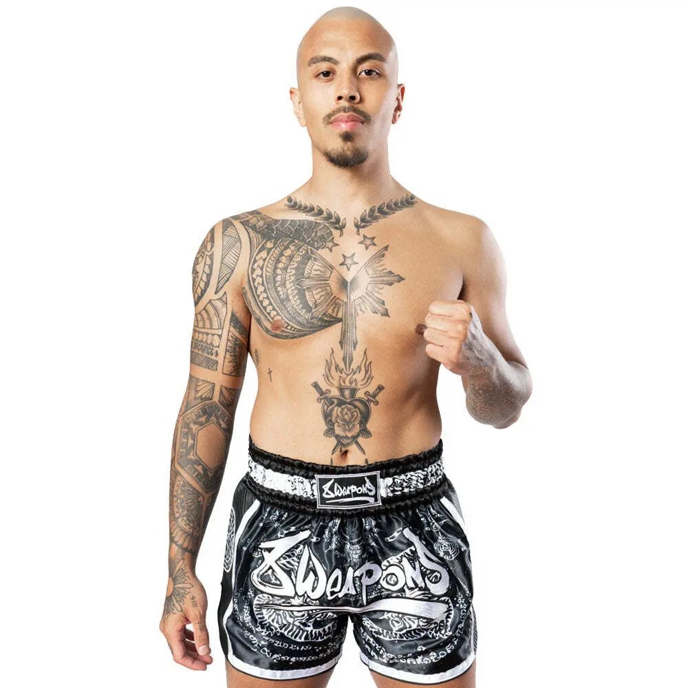 Pantaloncini da Thai Boxe 8 Weapons Carbon Sak Yant Tigers