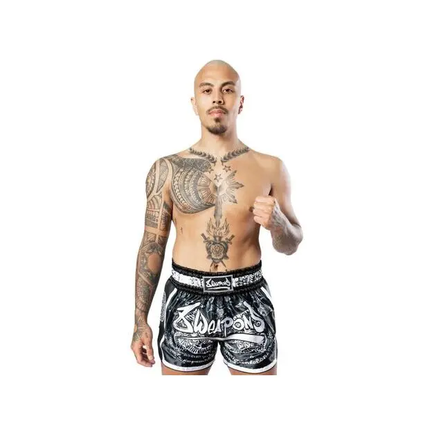Pantaloncini da Thai Boxe 8 Weapons Carbon Sak Yant Tigers