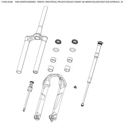 Kompletter Kompressionssatz Gabel Rockshox Rmt 17mm Trnk 100-160mm 35 A1 202