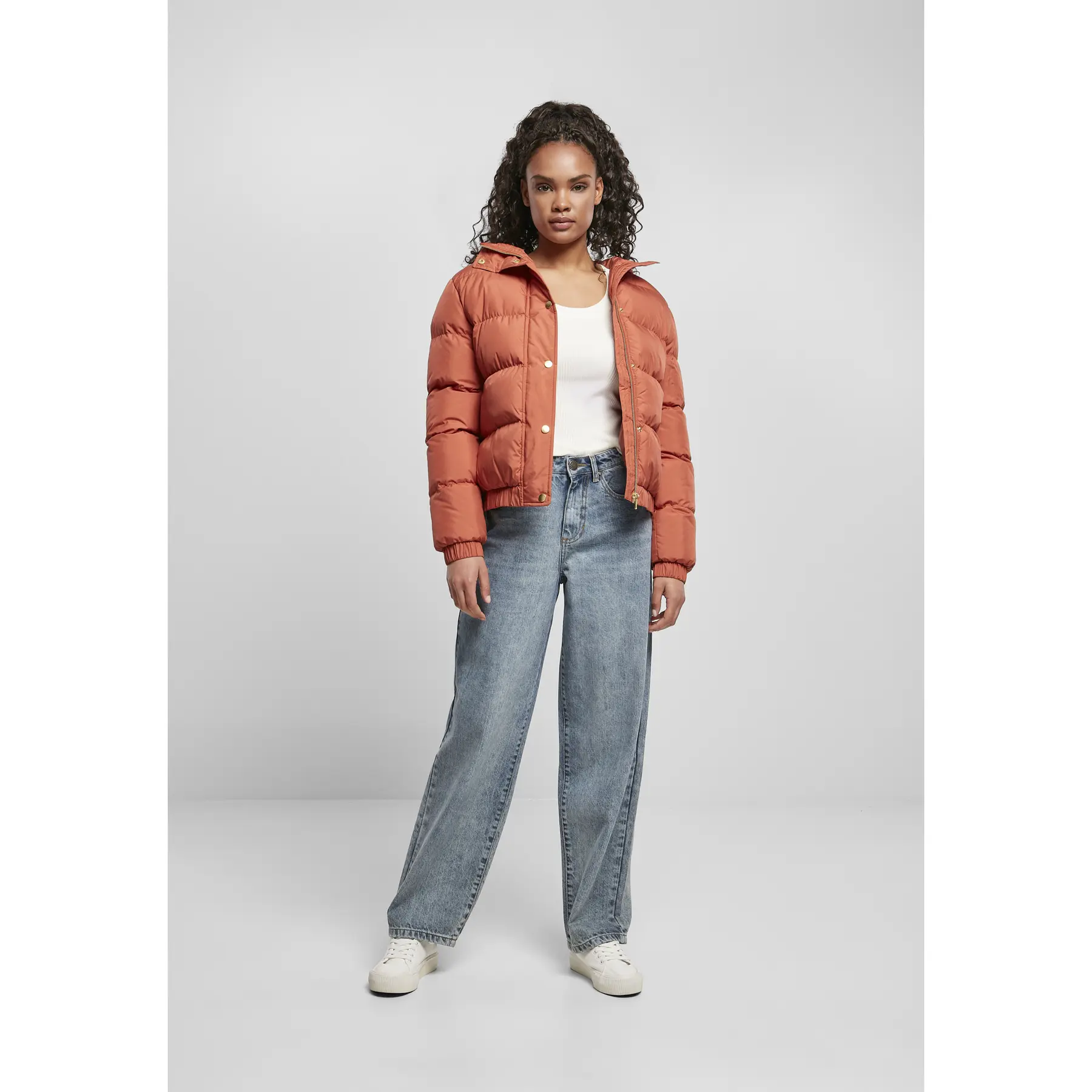 Damesjas Urban Classics hooded puffer-grandes tailles